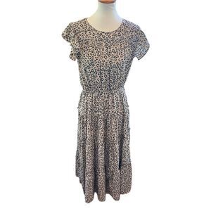 Animal Print Tiered Ruffled Maxi Dress Large Unleash Your Inner Glam-Zebra!